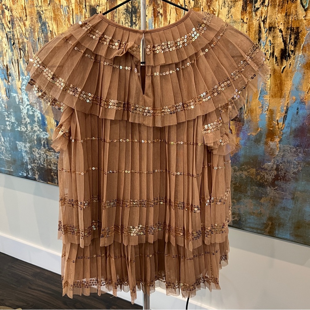 J. Crew Tiered Sequin Ruffle Top - Blush - Picture 2 of 5